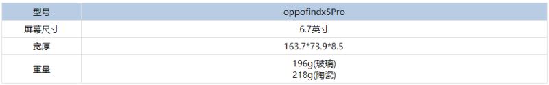 oppofindx5Pro机身重量是多